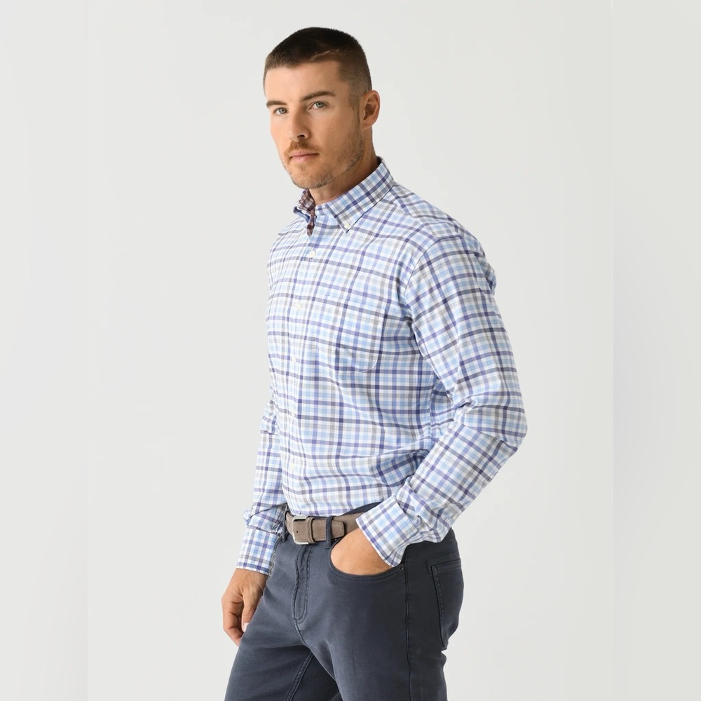 PETER MILLAR Men's Plaid Button Down Shirt Size XL